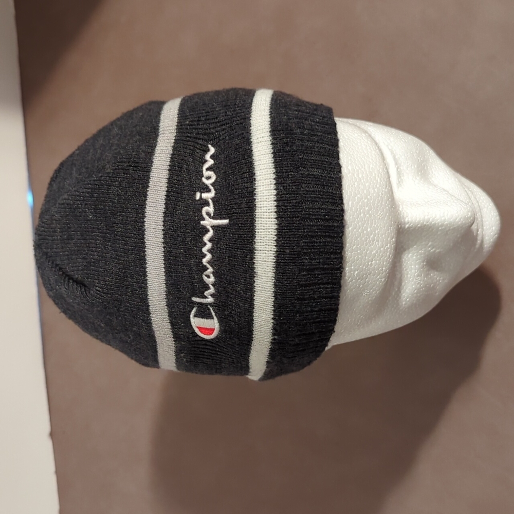 Champion Beanie Hat Gray 2 white stripes - Picture 5 of 8